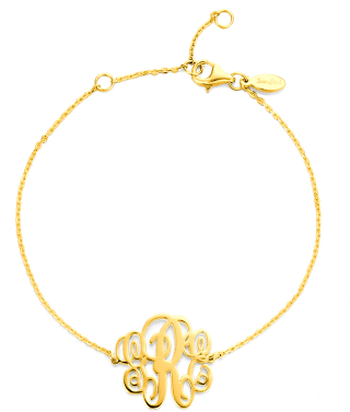 Pulseira De Monograma Prata Banhado A Ouro Rosa - Bracelet (380x380), Png Download