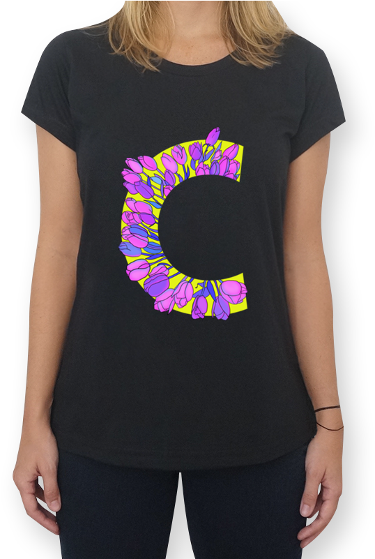 Camiseta Monograma Floral C De Eveline Pezzinina - Camiseta Nossa Senhora Das Graças (800x800), Png Download