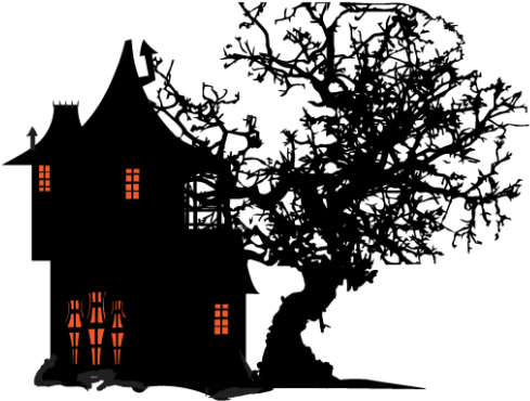 Whimsical Hallow Creepy House - House (580x392), Png Download