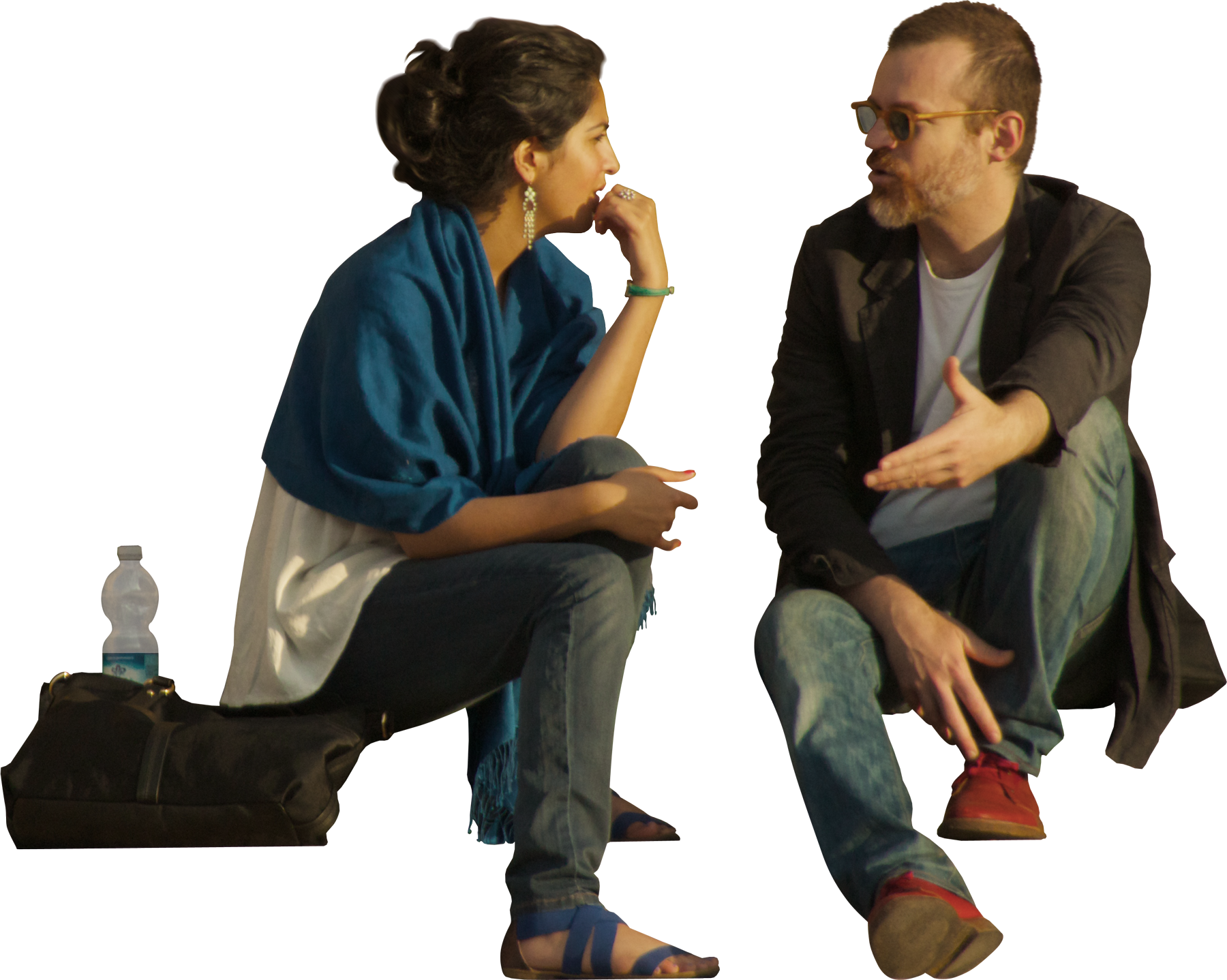 Índia Grupos Pareja Hombre Mujer Sentada Sentados - Couple Sitting Png (1800x1438), Png Download