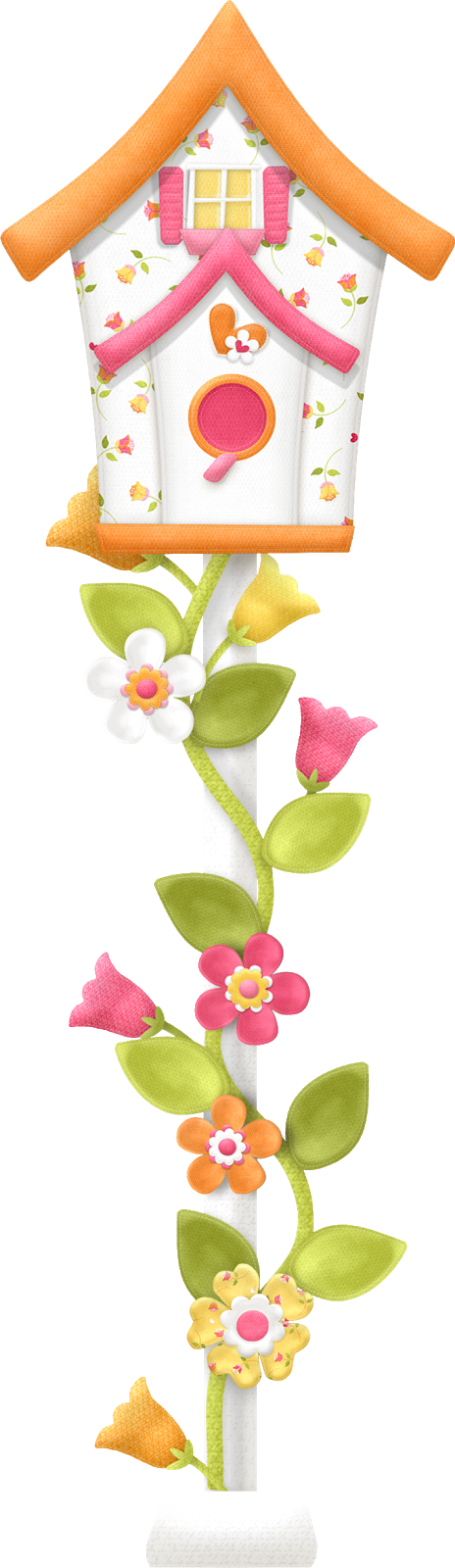 Ilustraciones De Flores Y Pajaritos En Png - Png Shabby Chic Birdhouse Clipart (464x1600), Png Download