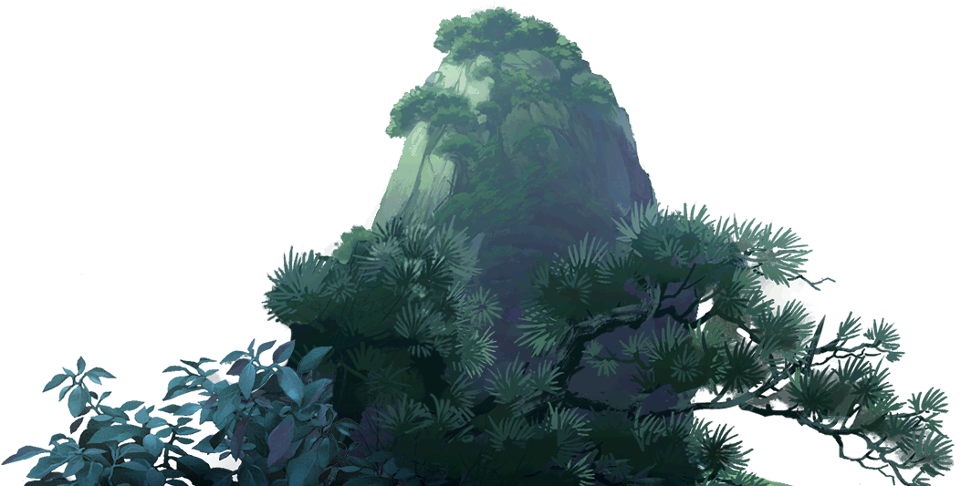 Mountain Trees Landscape Chinese Asian Ftestickers - Portable Network Graphics (1055x900), Png Download