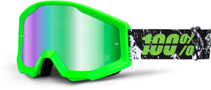 Strata Fa15 Crafty Lime Mirror Lens - Neon Green Dirt Bike Goggles (770x362), Png Download