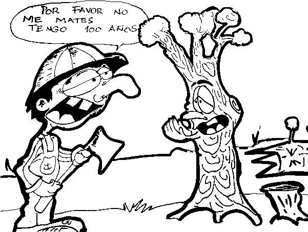 Dibujo De No A La Tala De Árboles Para Colorear - Non A La Deforestation (600x470), Png Download