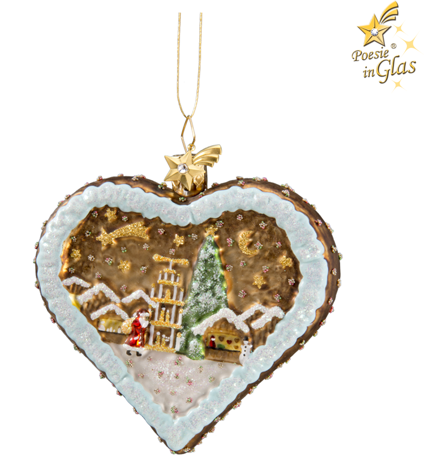 Christmas Tree Ornament Gingerbread Heart - Christmas Market (1000x1000), Png Download