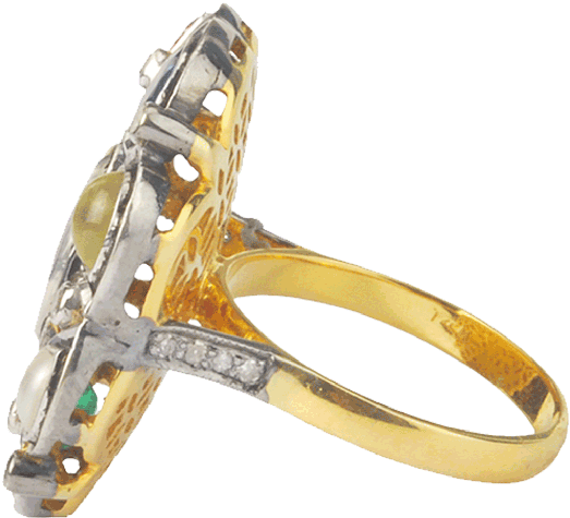 Victorian Ring In Silver And Gold With 9 Different - Silver (1024x1024), Png Download