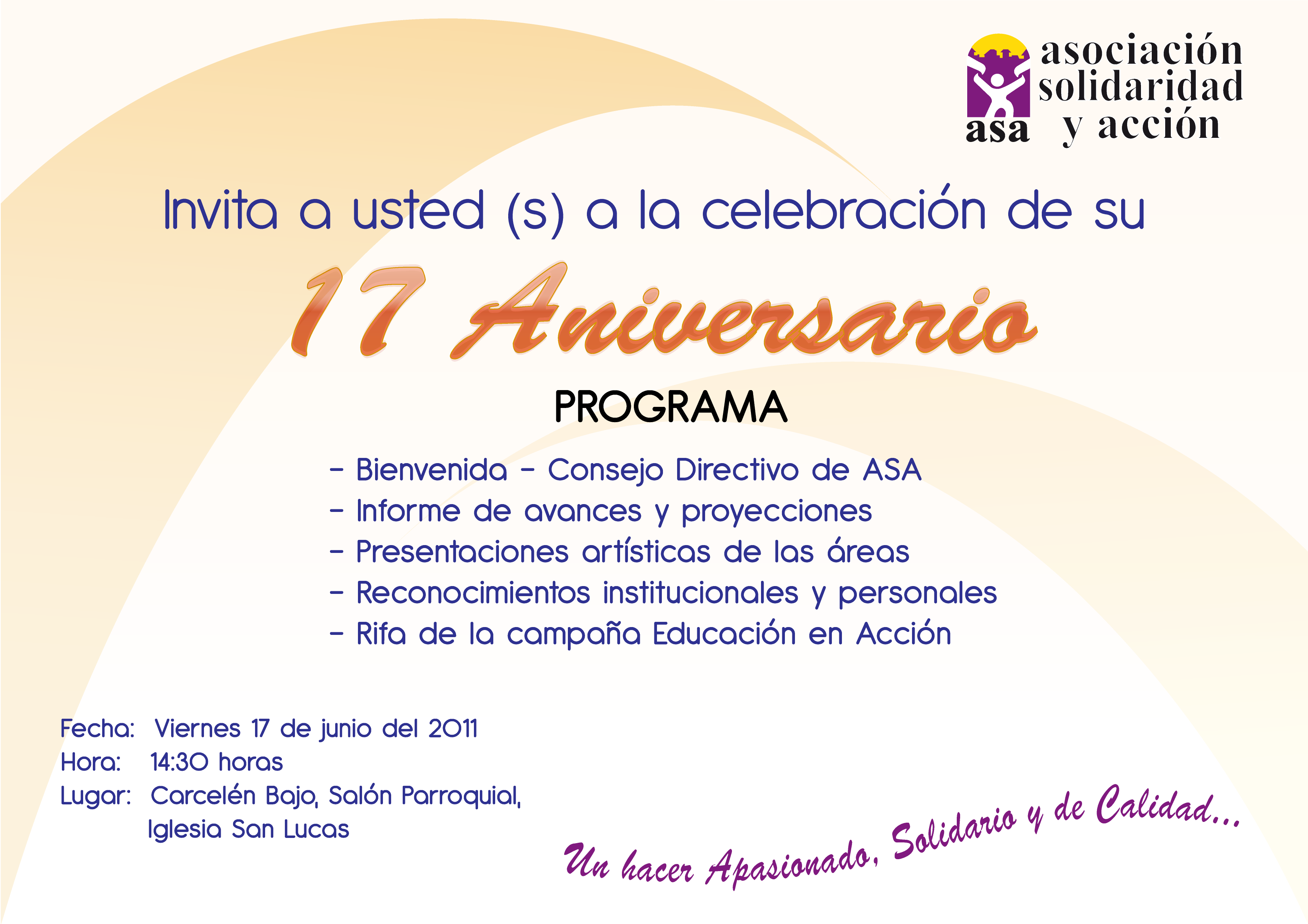 Invitacion Fiestas Asa2011 - Invitacion A Fiesta Institucional (3508x2480), Png Download