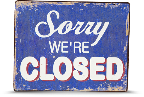 The Library Will Be Closed For The July 4th Holiday, - Creative Co-op Sorry We're Closed Wall Decor (480x326), Png Download