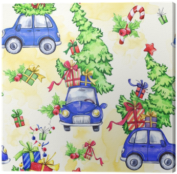 Quadro Em Tela Teste Padrão Sem Costura Aquarela Com - Christmas Day (400x400), Png Download