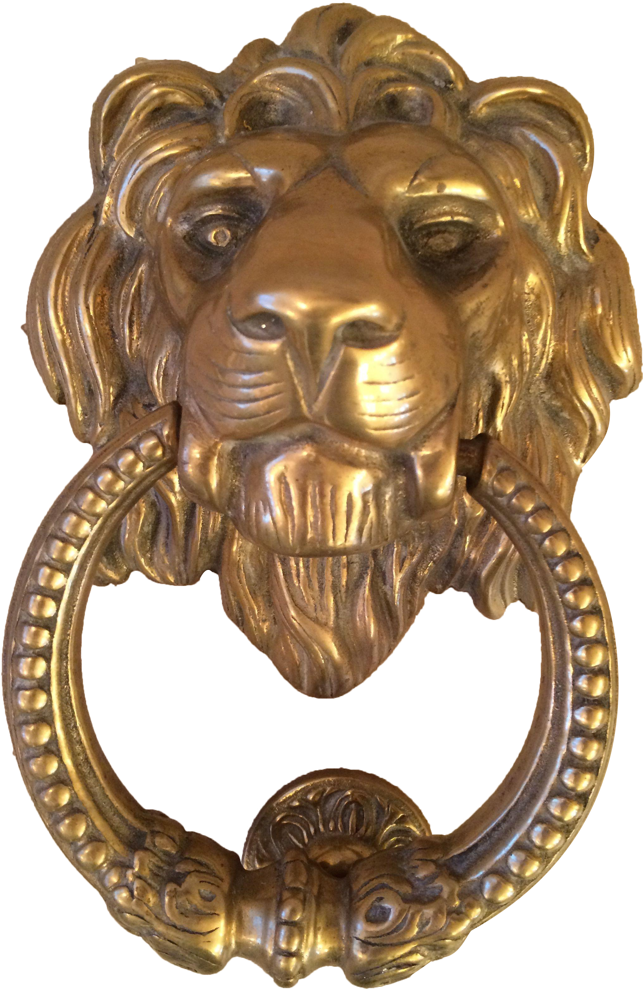 Cast Brass Large Lion Door Knocker On Chairish - Brass (2448x3264), Png Download