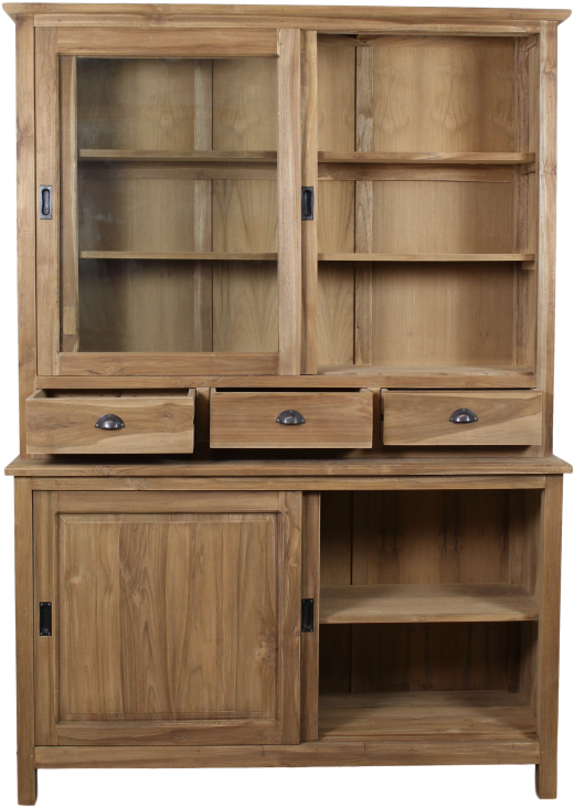 Display Cabinet - 150 Cm - Natural - Teak - China Cabinet (569x800), Png Download