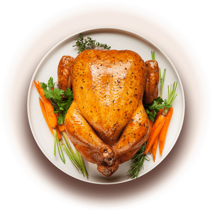 Roasted Chicken With Vegetables - Chicken As Food (701x699), Png Download