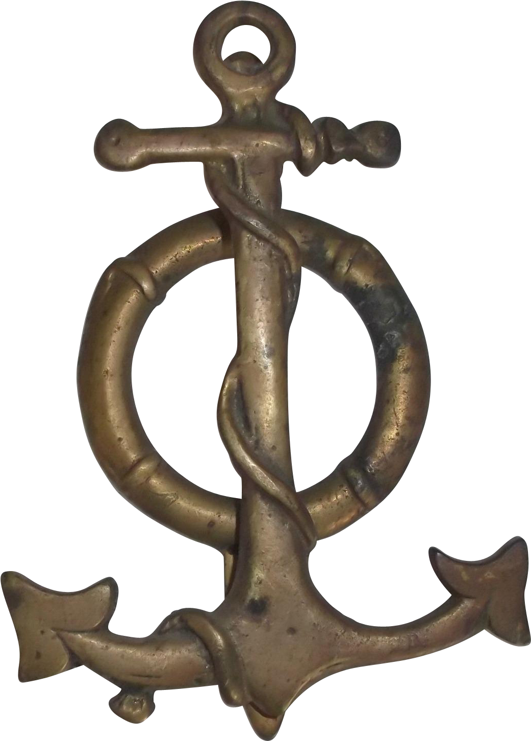 A Vintage Brass Nautical Anchor With Life Preserver - Door Knocker (1451x1451), Png Download