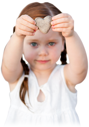 Girl Holding Heart Shaped Rock Over Her Head - Girl Holding Rock (308x438), Png Download