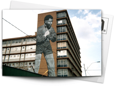 Post Card Boxing Madiba On Building - Am Because We Are - Part 1 (480x480), Png Download