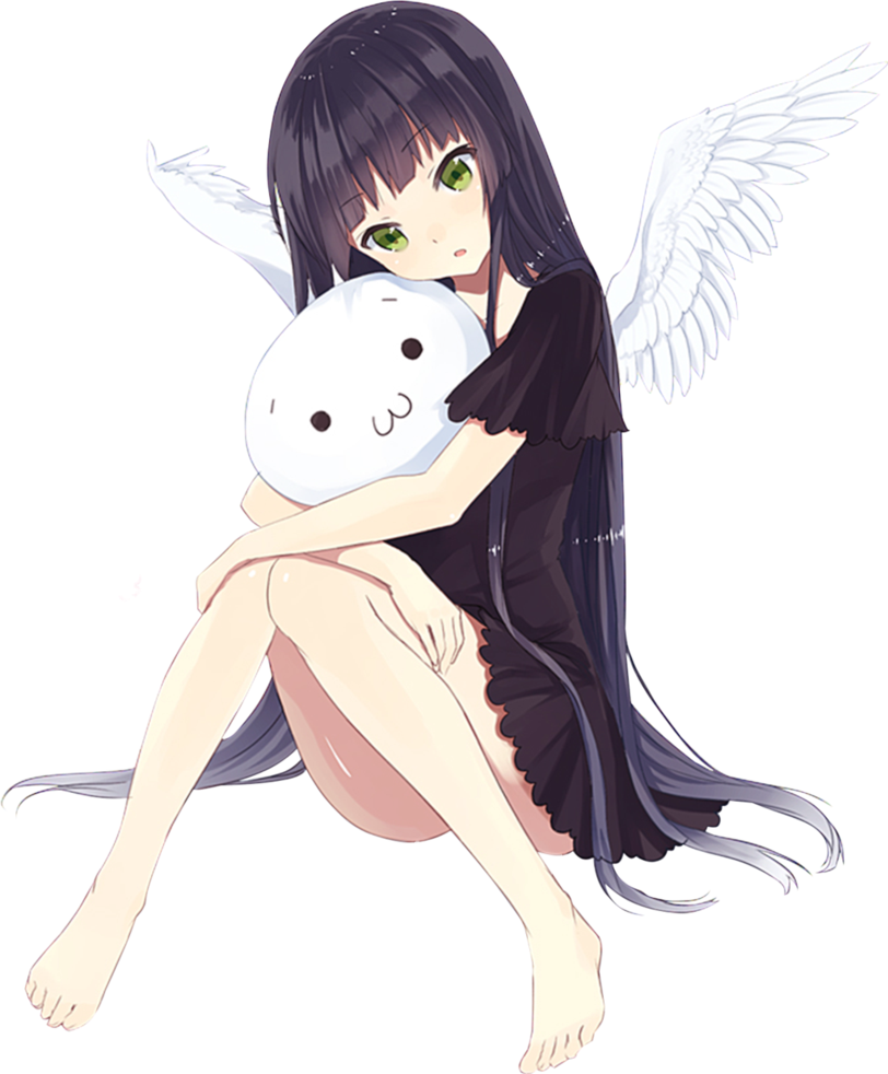 Anime Animegirl Angel Adorible Cute Sexy - 二 次元 黑 髮 (812x982), Png Download