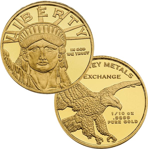 1/10 Oz Lady Liberty Gold Rounds Thumbnail - Lady Liberty Gold Rounds (600x600), Png Download