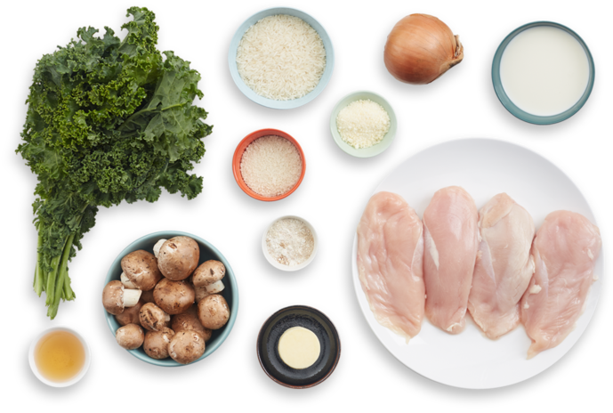 Chicken & Rice Casserole With Kale & Cremini Mushrooms - Casserole (700x477), Png Download