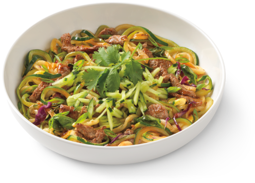 A Bowl Of Zucchini Spicy Korean Beef - Noodles And Company Menu (600x400), Png Download