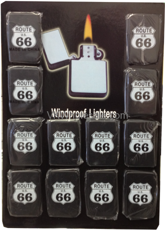 Refillable Windproof Lighters Wholesale - Biker Accessories Route 66 Knife And Lighter Set - (500x500), Png Download