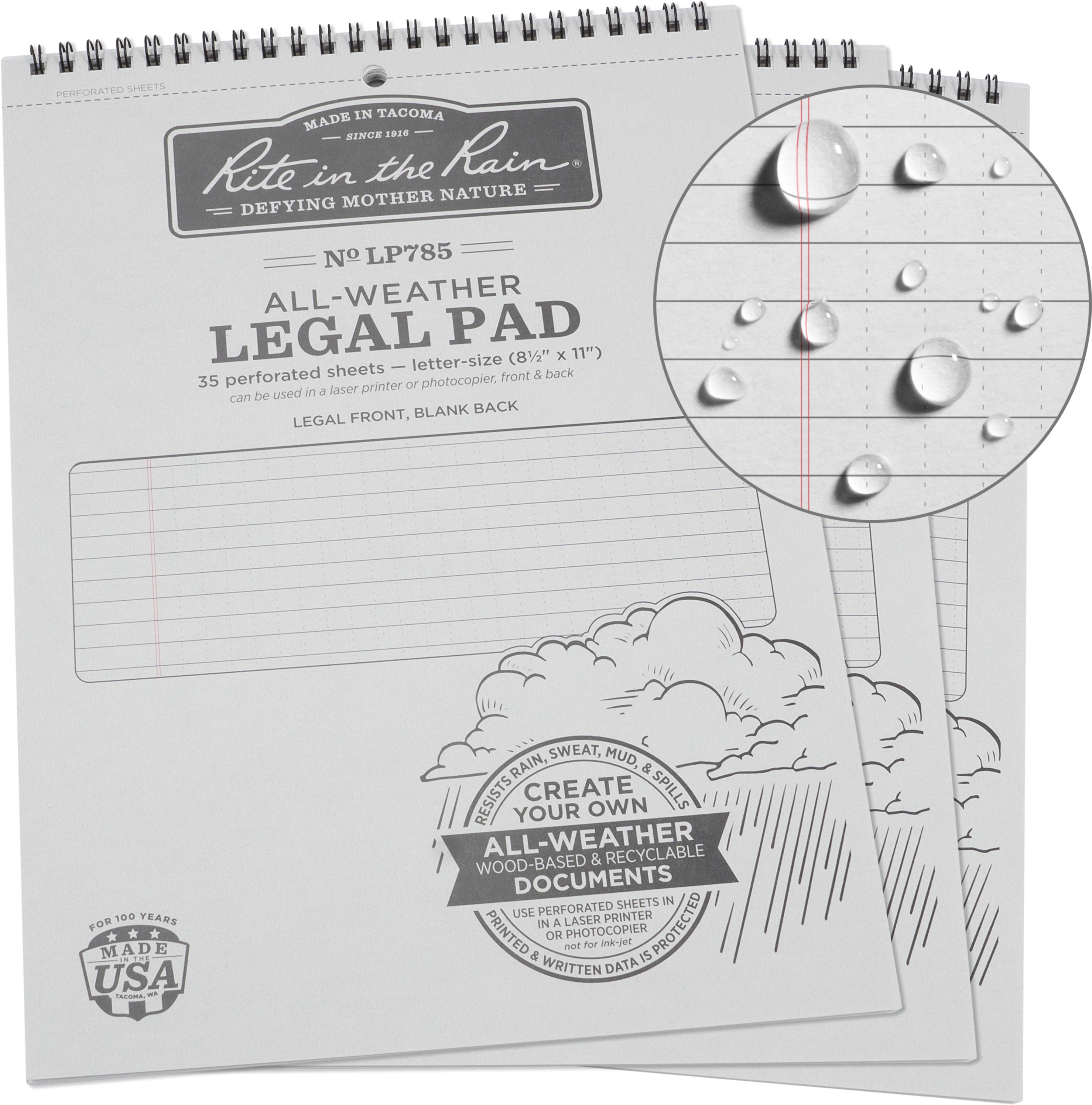 Rite In The Rain Weatherproof Legal Pad, - Rite In The Rain All-weather Legal Pad, 8 1/2" X 11", (3000x3000), Png Download