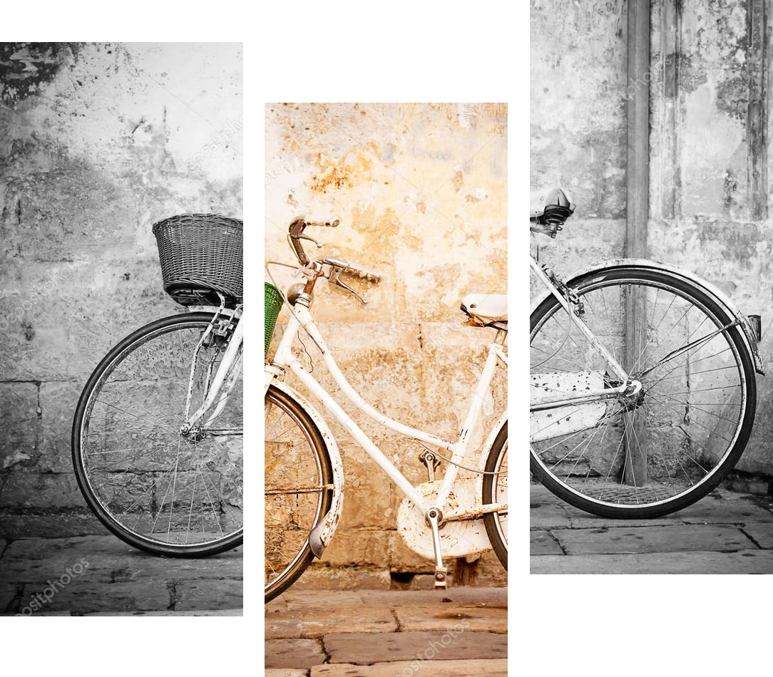It Focused On Bicycle Sales & Services - Design Art 'bicycle Against Wall' Photographic Print (1084x950), Png Download