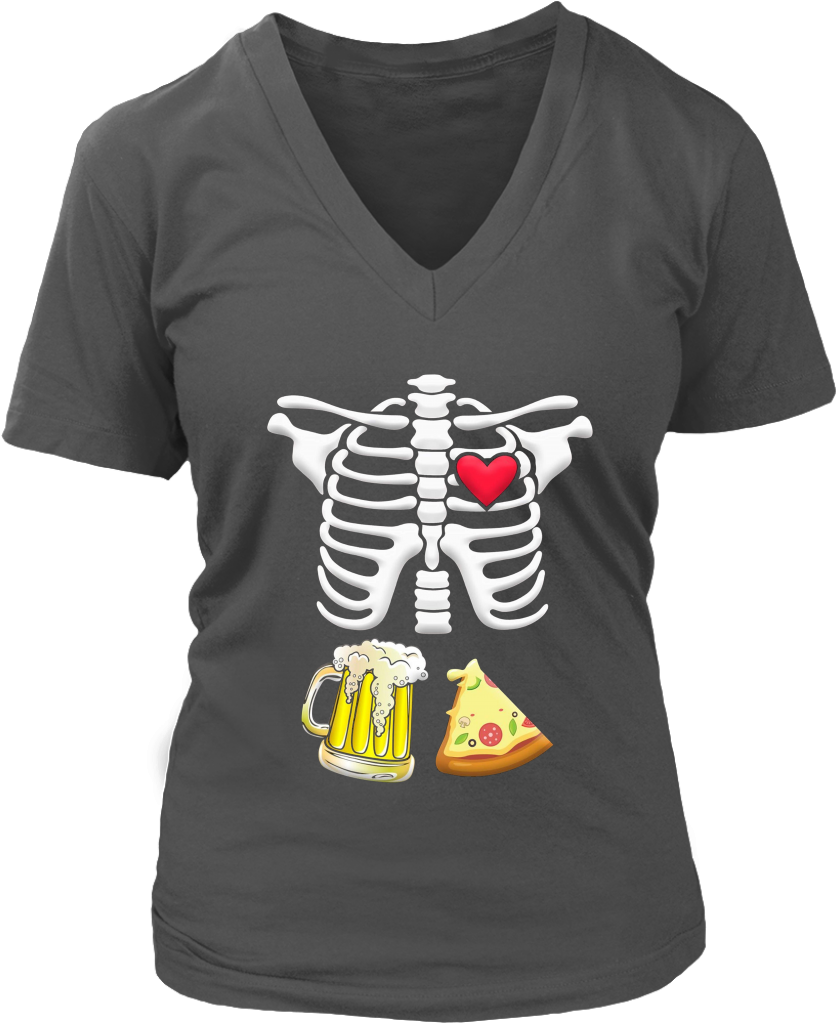 Beer And Pizza Pregnant Skeleton Halloween T-shirt - Halloween 2017 Maternity Beer And Pizza Skeleton Halloween (1024x1024), Png Download