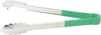 Winco Ut 16hp G 16" Utility Tong W/ Green Plastic Handle - Winco Utility Tong With Black Non-slip Grip, 12-inch (376x338), Png Download