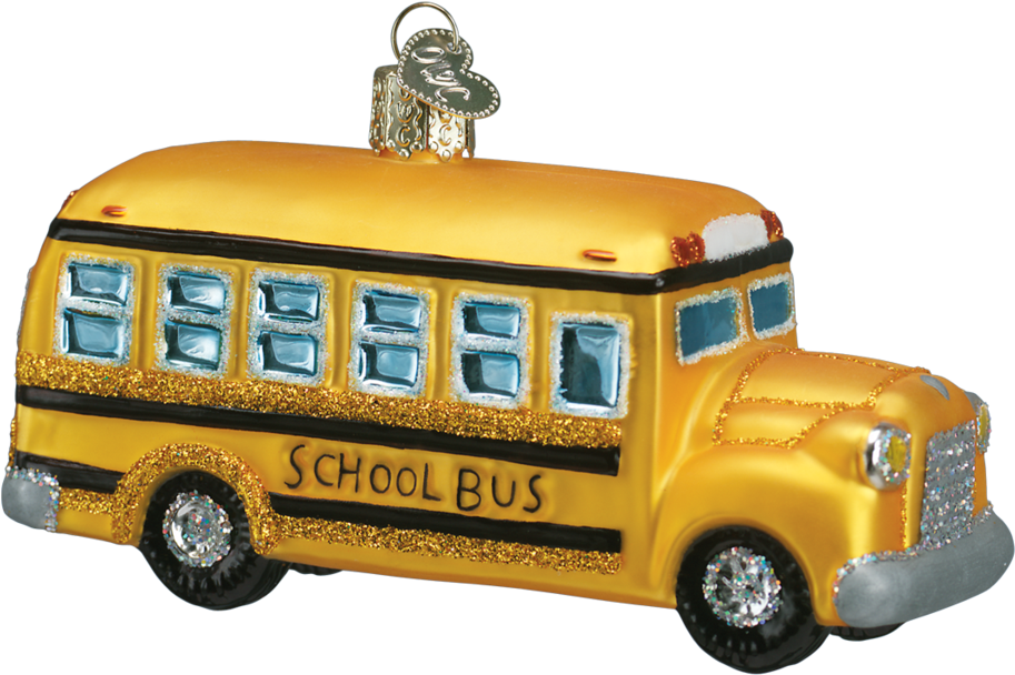 School Bus Ornament - Old World Christmas Yellow School Bus Glass Ornament (1024x1024), Png Download