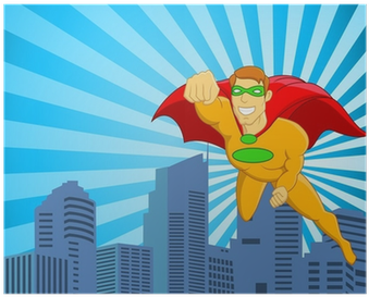 Superheroes Flying Over Cities (400x400), Png Download