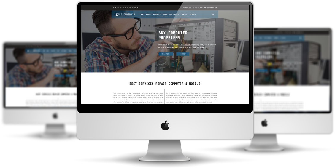 Lt Corepair Free Responsive Joomla Template Mockup - Joomla Quickstart Template Free (1129x567), Png Download