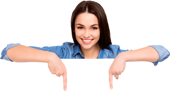 Picture - Chica Señalando Abajo (584x314), Png Download