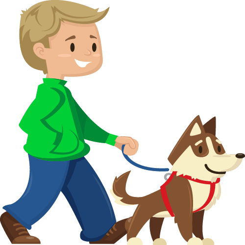 Dog Walking Service - Dog Walker Cartoon Png (500x500), Png Download