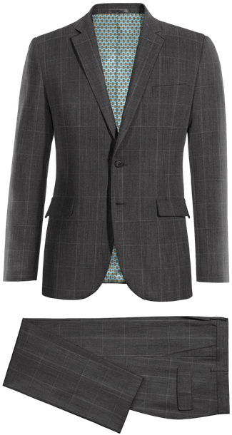New Grey Checked Wool Blend Suit - Tailored Jacket For Men - Blue Tweed Blazer - Men Custom (400x660), Png Download
