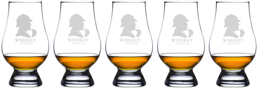 5 Glasses - Decorated Etched Monogram Glencairn Crystal Whisky (1000x346), Png Download