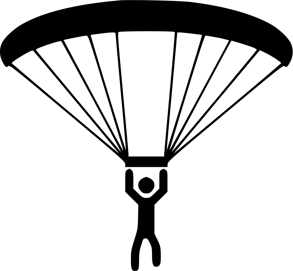 Png File Svg - Paragliding White In Black (981x908), Png Download