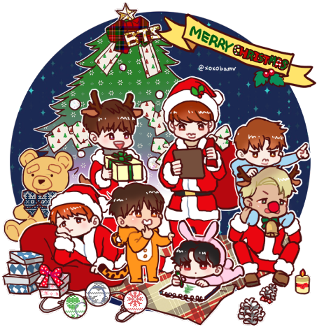 Png - Bts Christmas Fan Art (500x500), Png Download