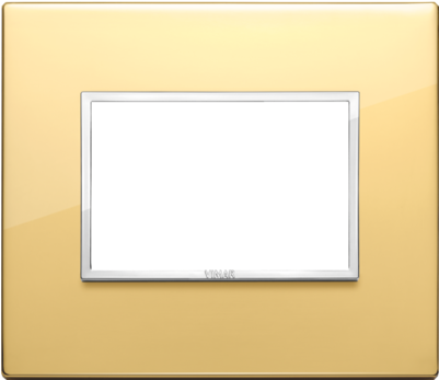 Placa 3m Aluminio Oro Pulido - Placca 3 Moduli Nichel Perlato Vimar Plana 14653.74 (400x357), Png Download