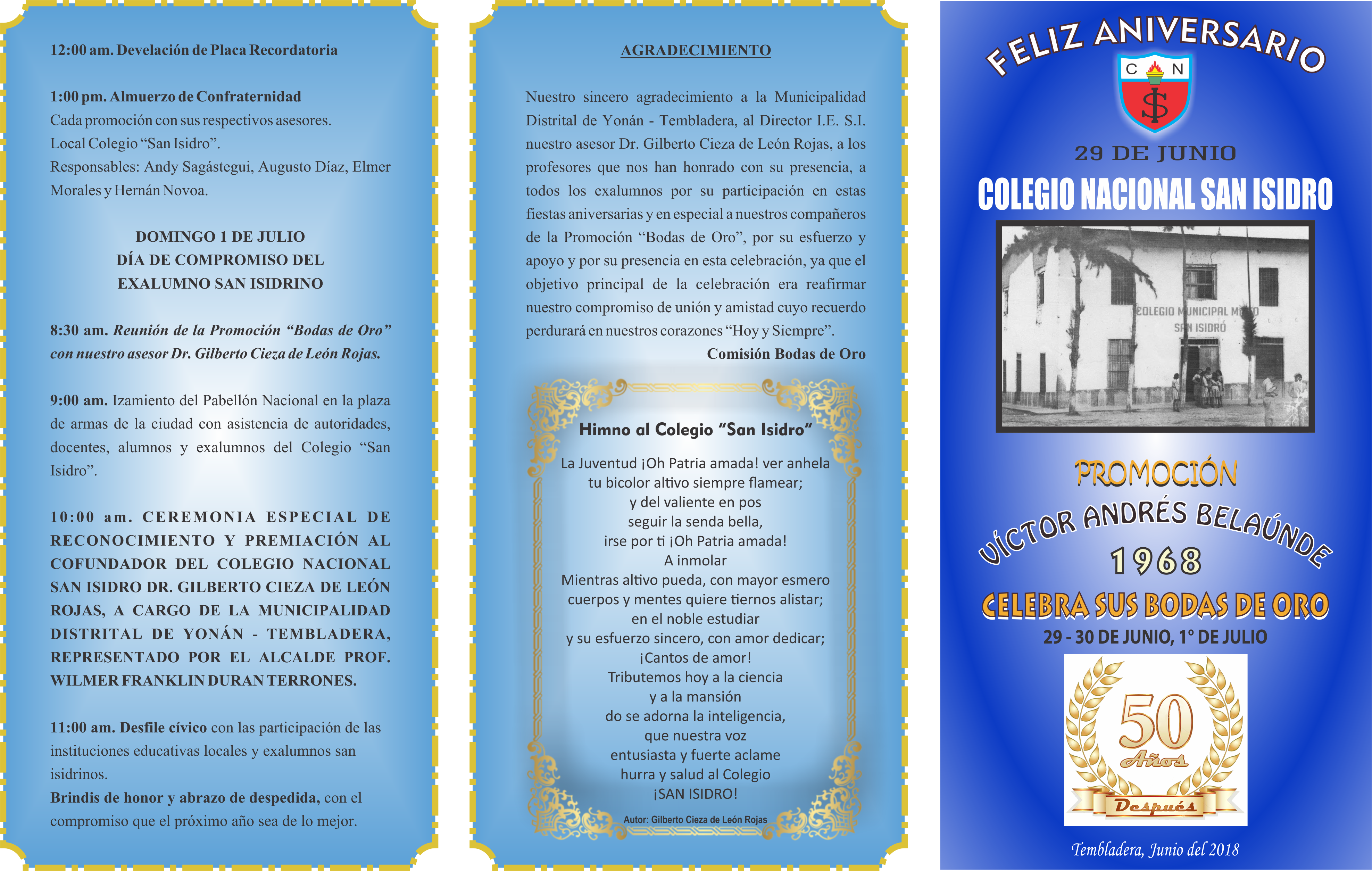 Nuestro Colegio “san Isidro” Alma Máter De Tembladera - Brochure (3951x2508), Png Download