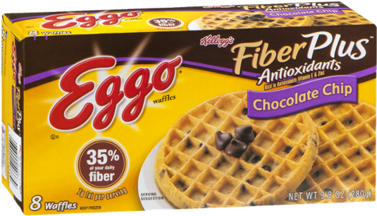 Kellogg's Eggo Fiberplus Chocolate Chip Waffles - Eggo Waffles Fiber (600x600), Png Download