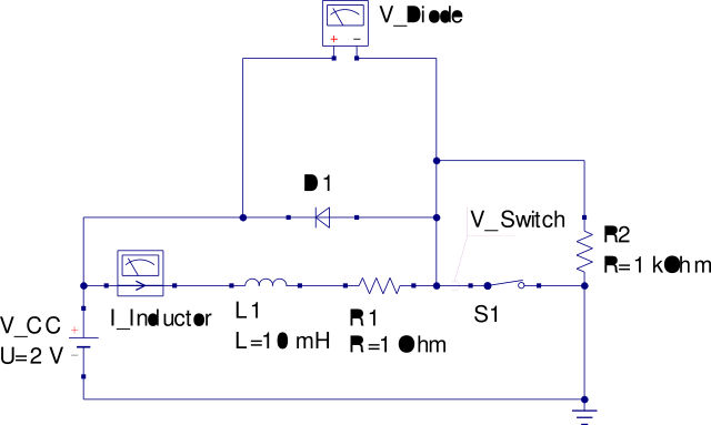 Flyback Diode Circuit - Diagram (640x383), Png Download
