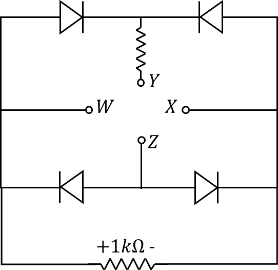 The Circuit Which Has 4diodes Connected In Bridge Configuration - Diagram (542x526), Png Download