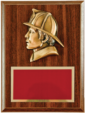 Bronze Finish Firefighter Head With Brass Engraving - Bronze (383x480), Png Download