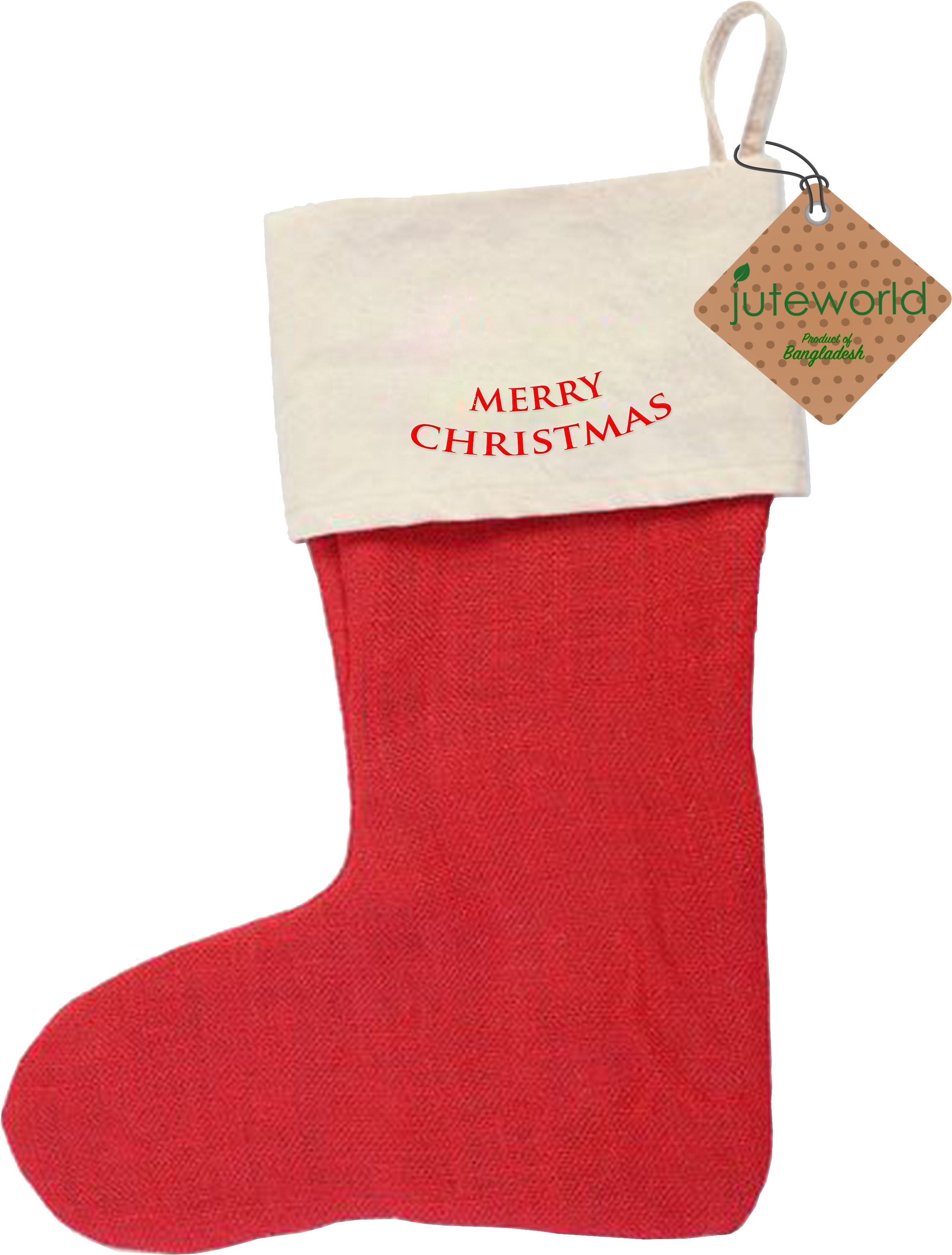 Christmas Sock Jute And Cotton Fabric Made - Christmas Stocking (3840x3840), Png Download