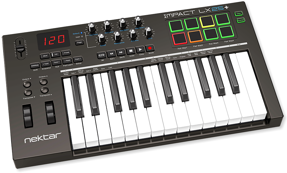 Compact - Control - Creativity - Nektar Impact Lx25+ 25-note Usb Midi Controller Keyboard (1001x605), Png Download