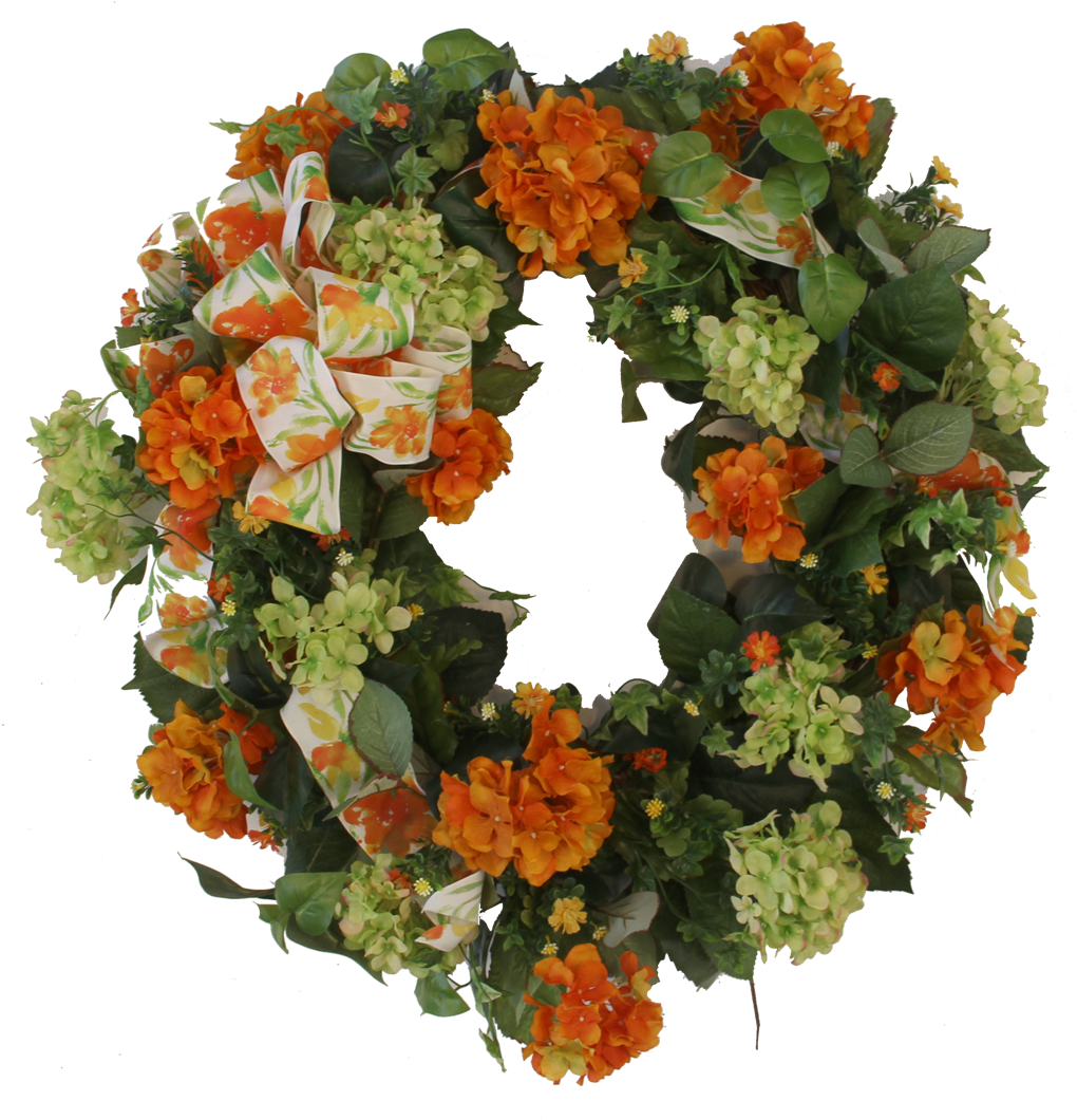 Light Green And Orange Summer Wreath/ver06 - Photograph (1050x1110), Png Download