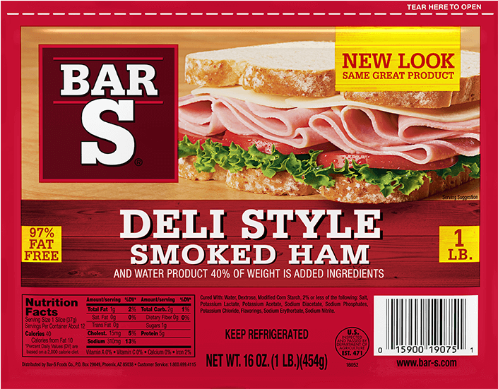 Smoked - Bar S Deli Style Smoked Ham (900x816), Png Download