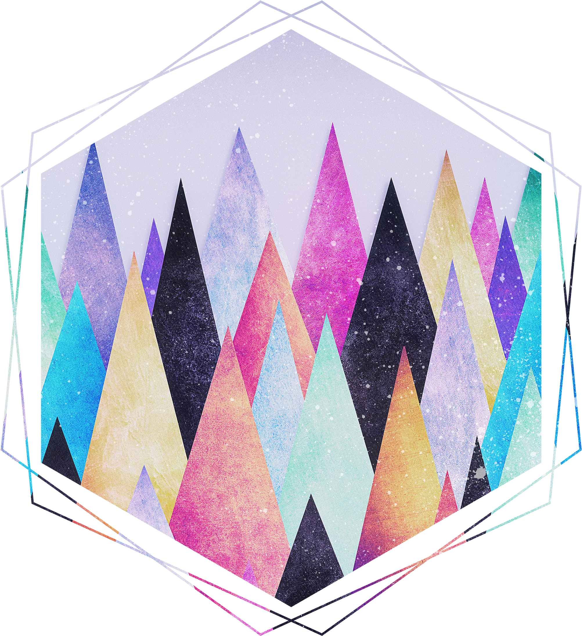 Colorful Abstract Geometric Triangle Peak Wood's - Artscase Slimfit Designers Triangle Peak Woods By Philipp (2400x2401), Png Download