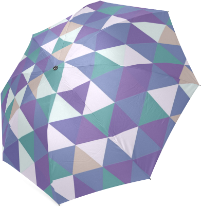 Purple Green Beige Abstract Triangles Foldable Umbrella - Envelope (500x500), Png Download