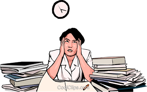 Office Woman Fighting A Deadline Royalty Free Vector - Work Stress Clipart (480x299), Png Download